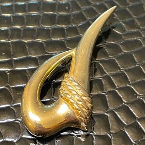 M JENT VINTAGE GOLD TONE ABSTRACT 3” BROOCH PIN MODERNIST